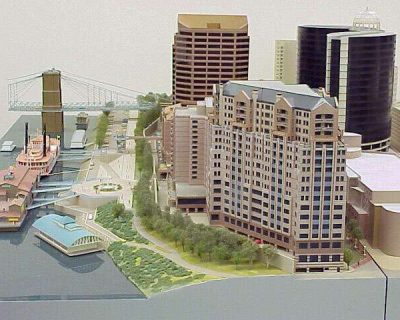 model of city near river