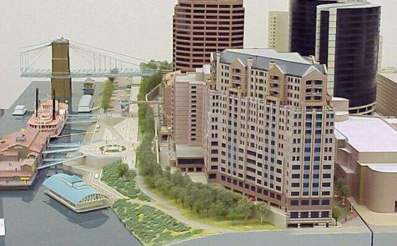 model of city near river